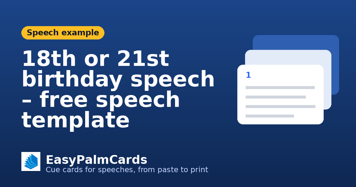 18th or 21st birthday speech – free speech template