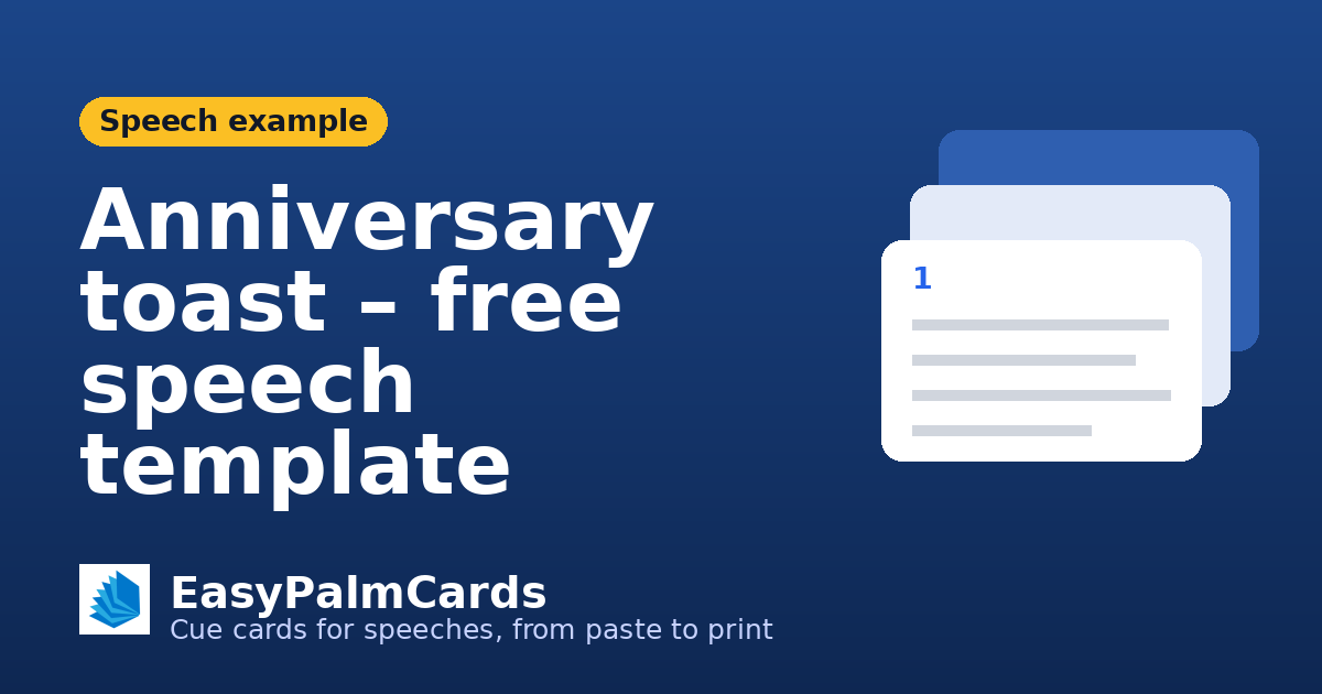 Anniversary toast – free speech template | EasyPalmCards