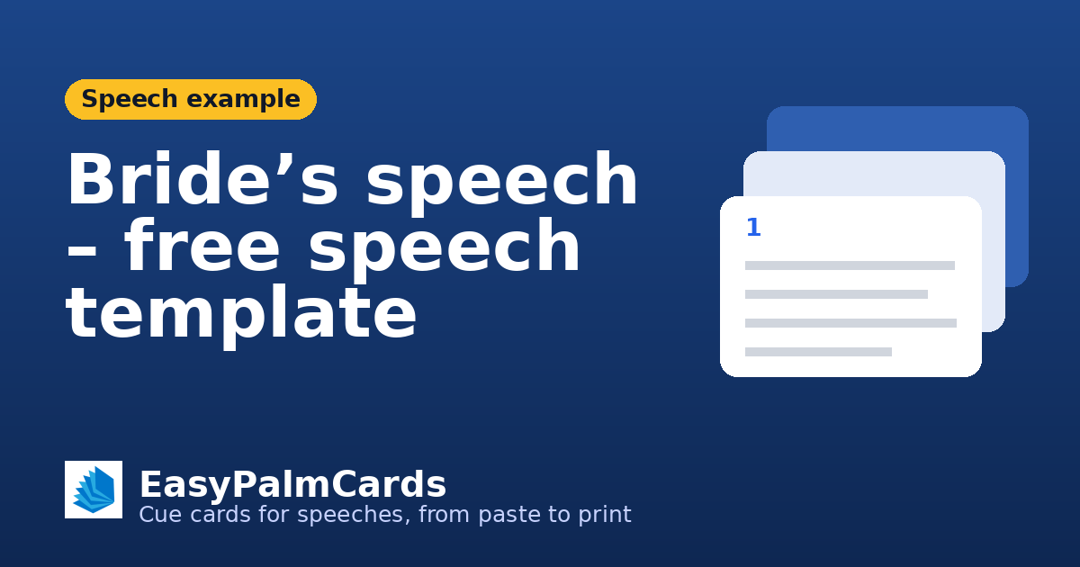 Bride’s speech – free speech template | EasyPalmCards