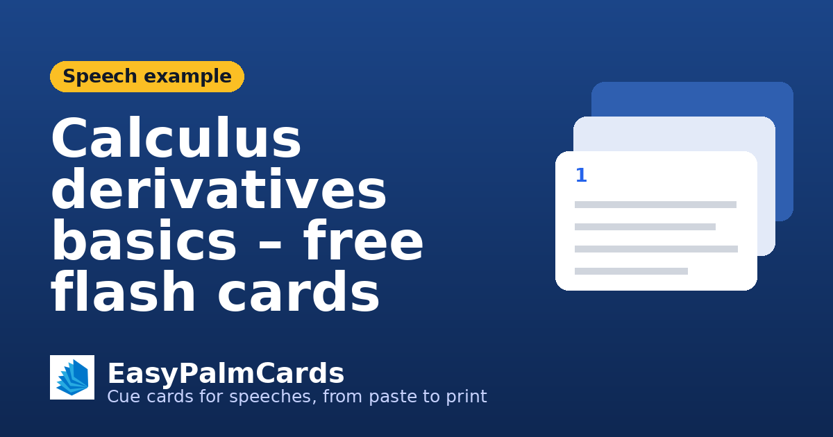 Calculus derivatives basics – free flash cards | EasyPalmCards