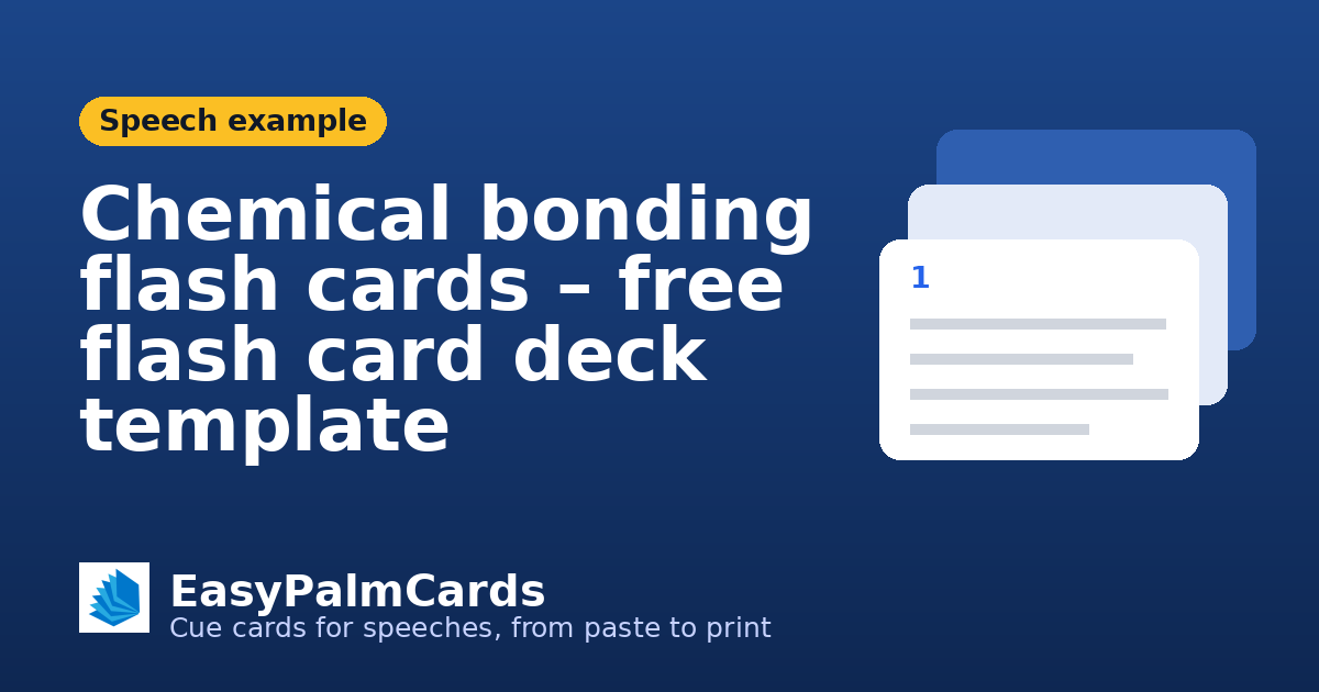 Chemical bonding flash cards – free flash card deck template