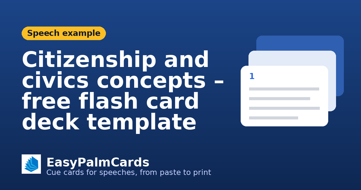Citizenship and civics concepts – free flash card deck template