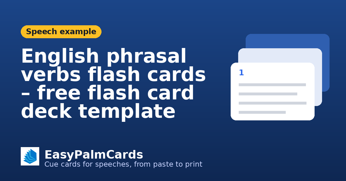 English phrasal verbs flash cards – free flash card deck template