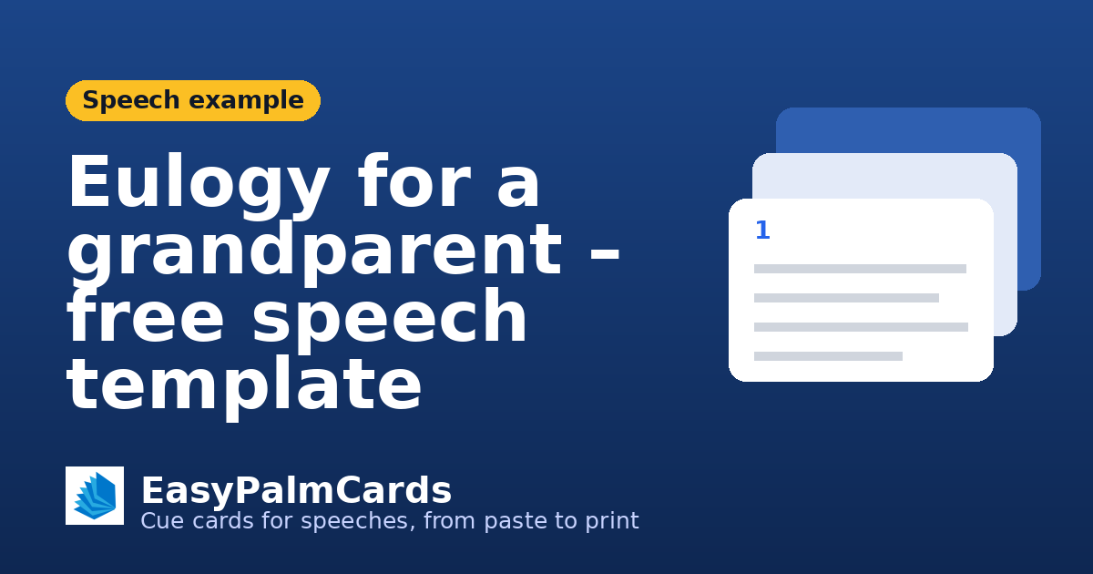 Eulogy for a grandparent – free speech template | EasyPalmCards