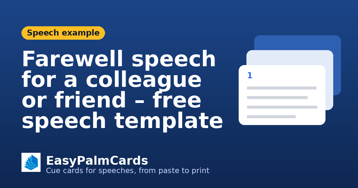 Farewell speech for a colleague or friend – free speech template