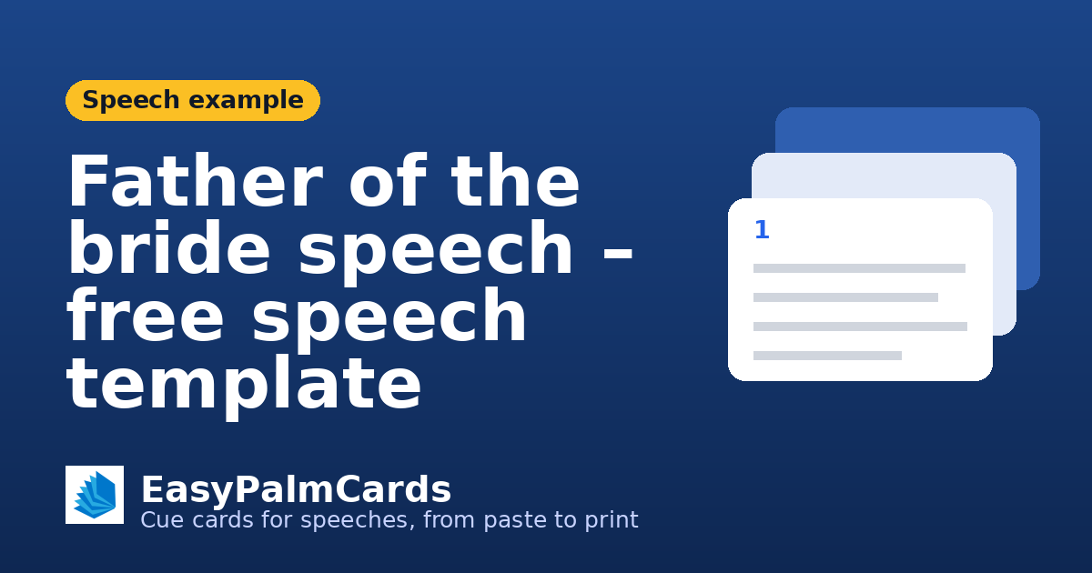 Father of the bride speech – free speech template | EasyPalmCards