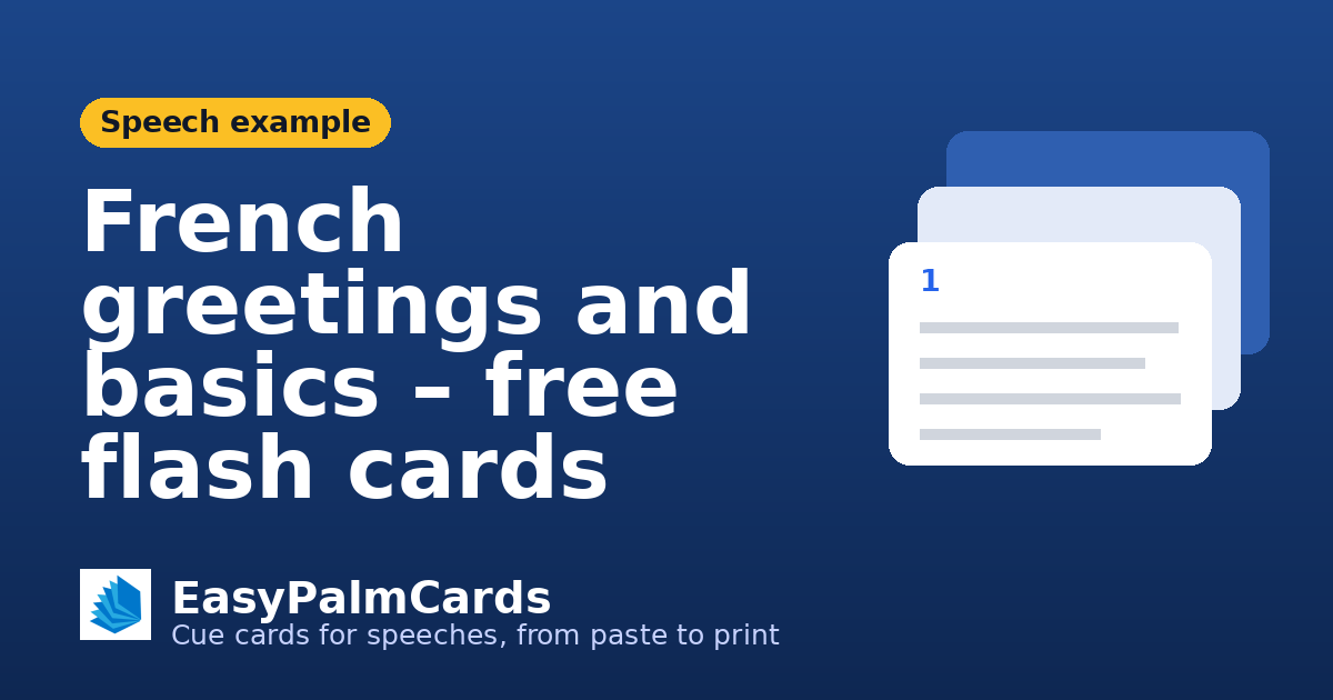 French greetings and basics – free flash cards | EasyPalmCards