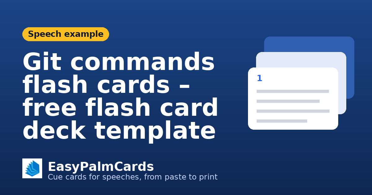 Git commands flash cards – free flash card deck template