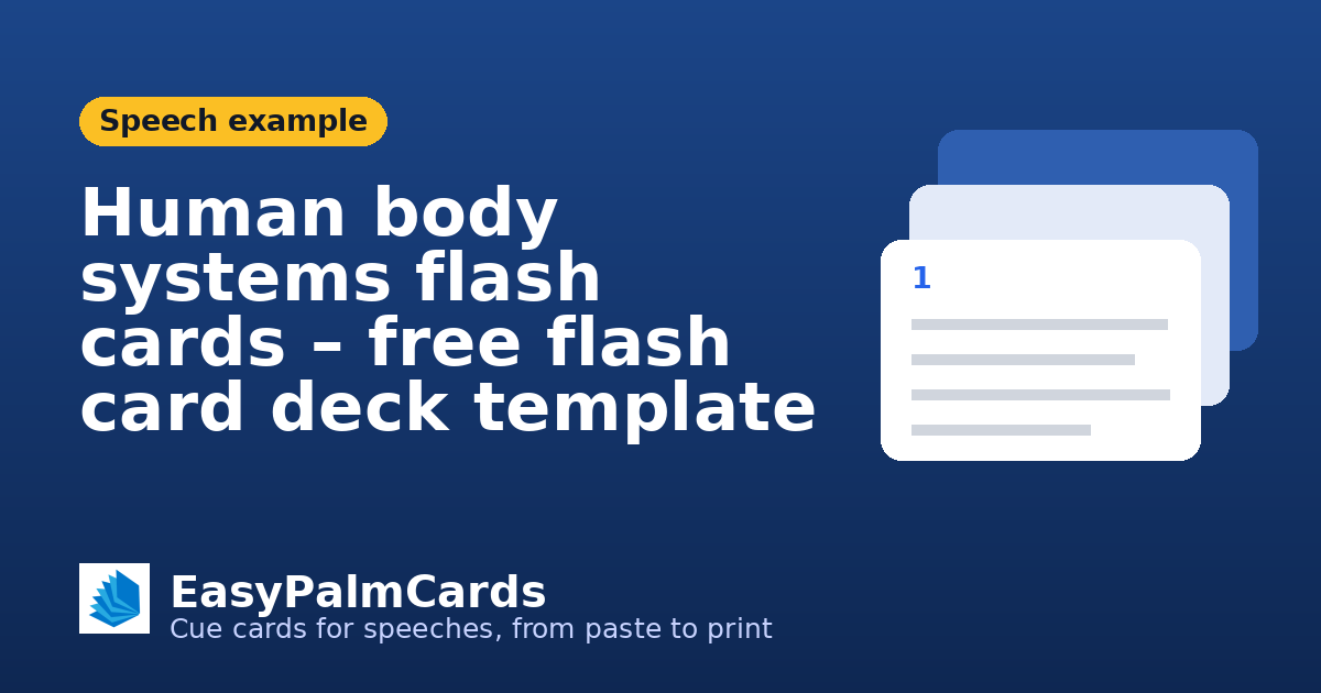 Human body systems flash cards – free flash card deck template