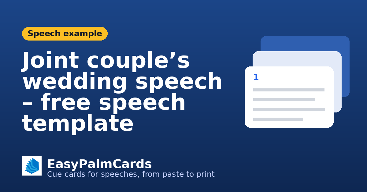 Joint couple’s wedding speech – free speech template