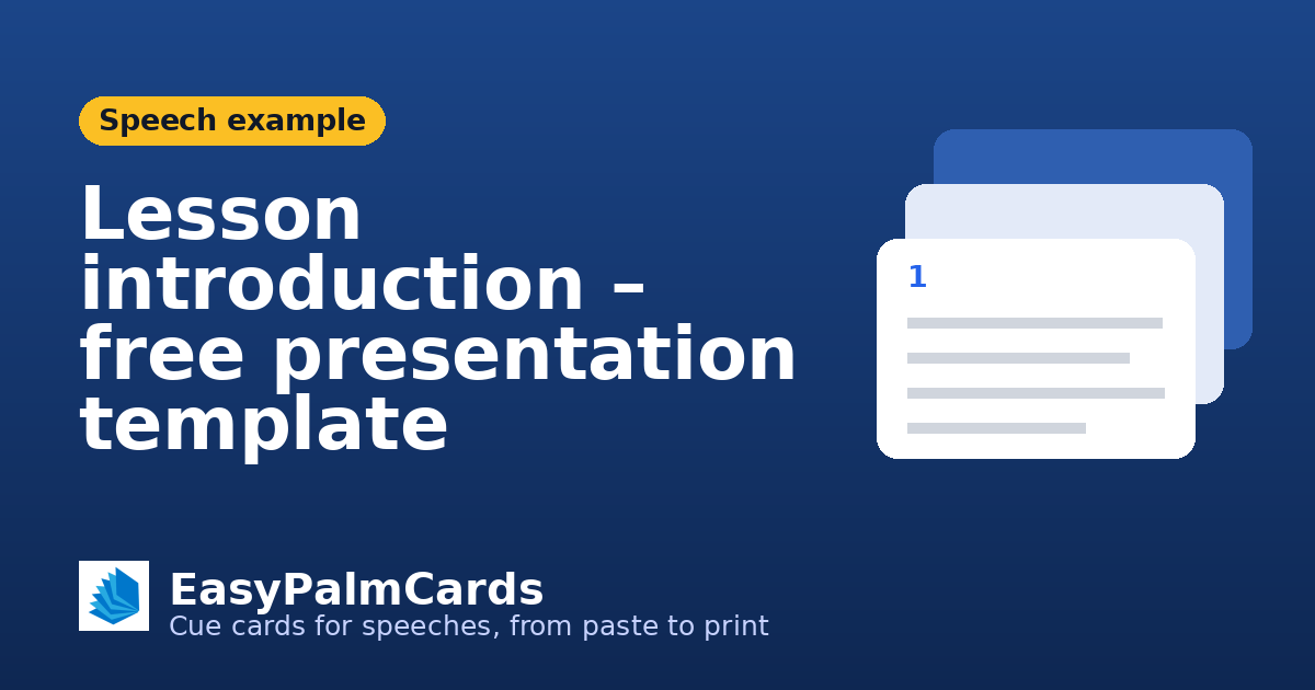 Lesson introduction – free presentation template | EasyPalmCards