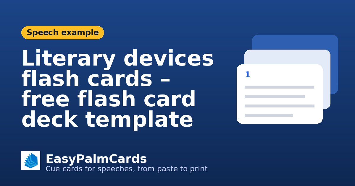 Literary devices flash cards – free flash card deck template