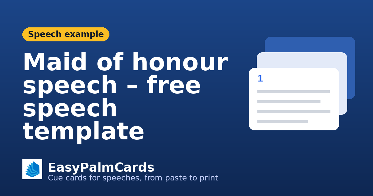 Maid of honour speech – free speech template | EasyPalmCards