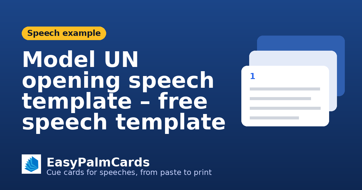 Model UN opening speech template – free speech template