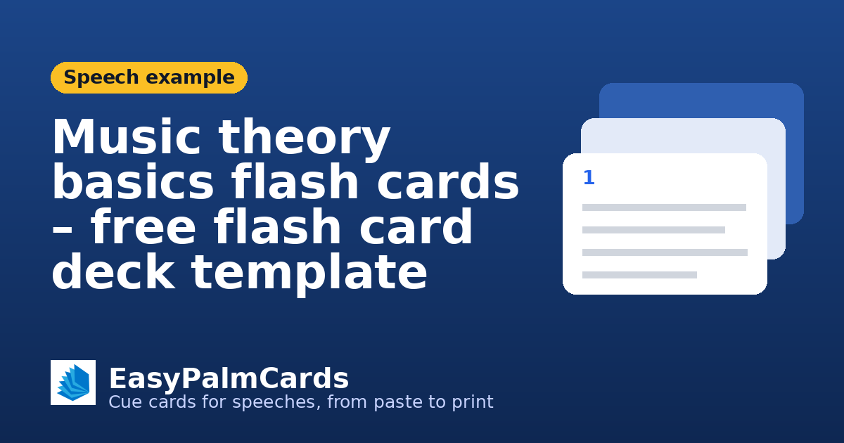 Music theory basics flash cards – free flash card deck template