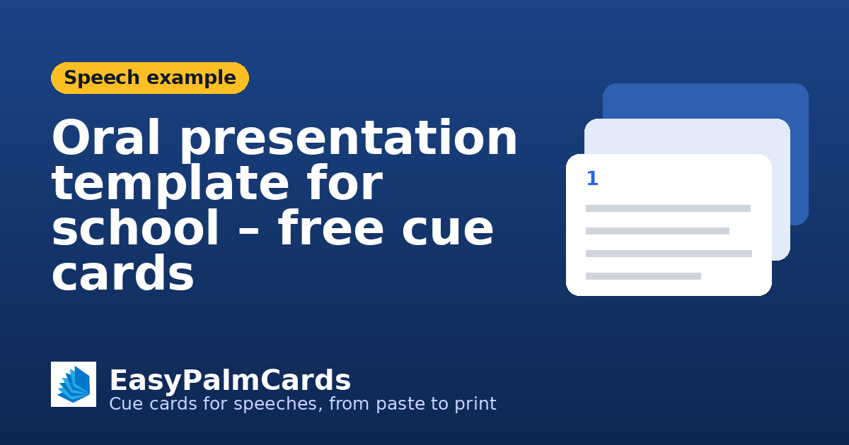 Oral presentation template for school – free cue cards