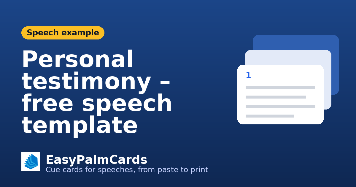Personal testimony – free speech template | EasyPalmCards