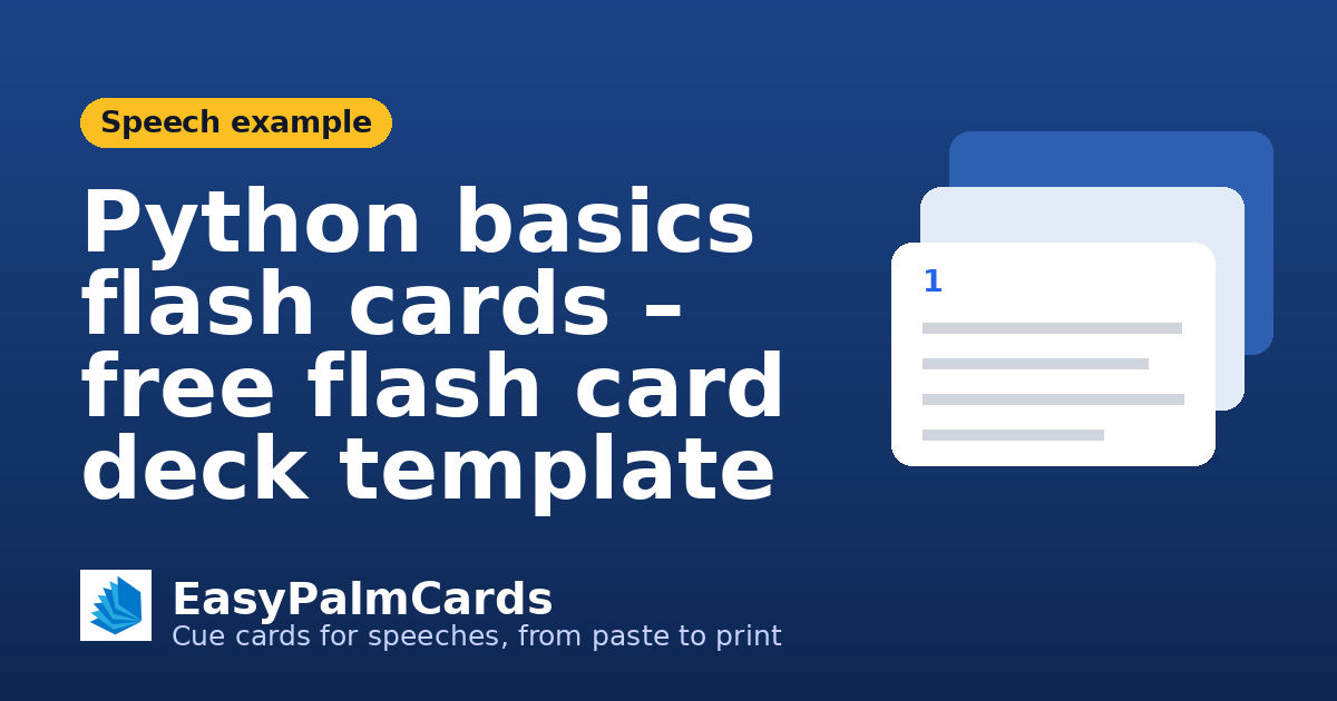 Python basics flash cards – free flash card deck template