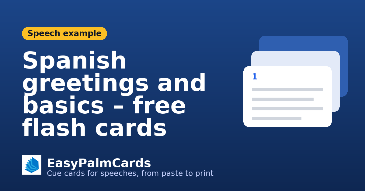 Spanish greetings and basics – free flash cards | EasyPalmCards