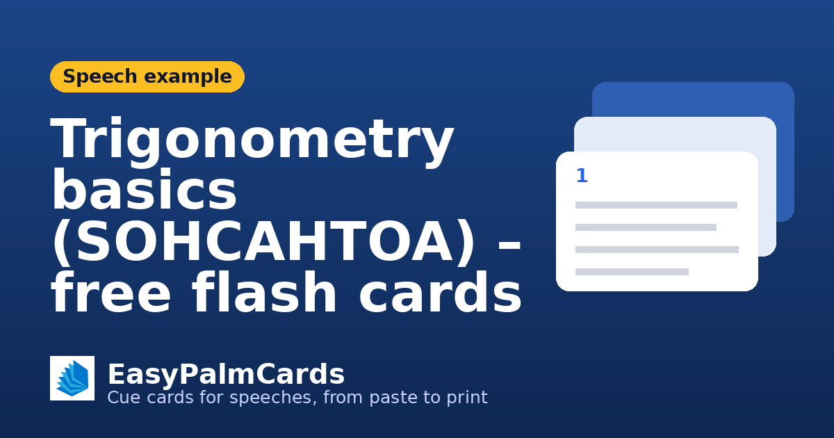 Trigonometry basics (SOHCAHTOA) – free flash cards