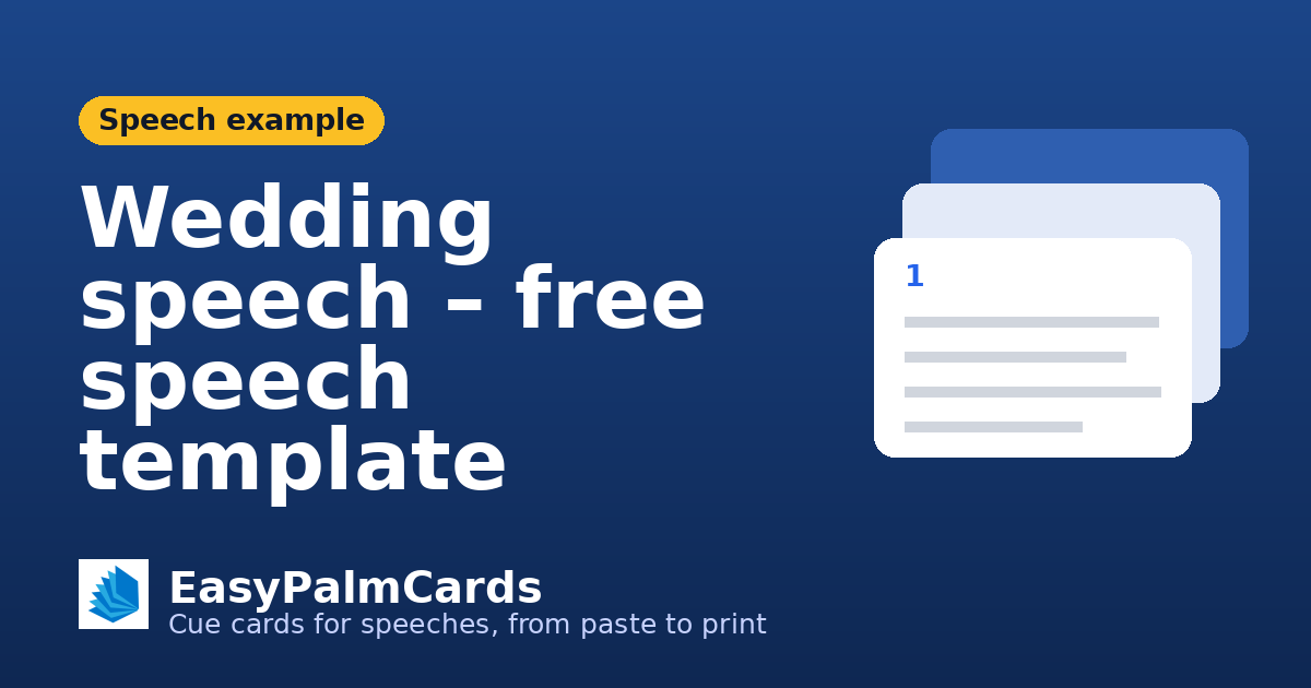 Wedding speech – free speech template | EasyPalmCards