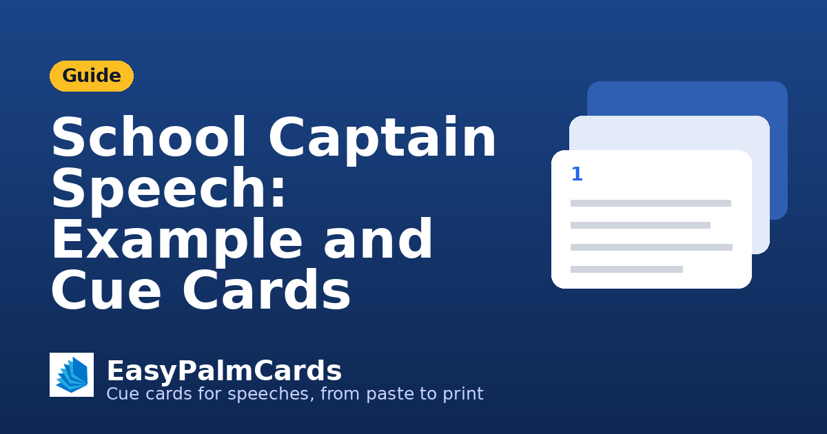 School Captain Speech: Example and Cue Cards | EasyPalmCards